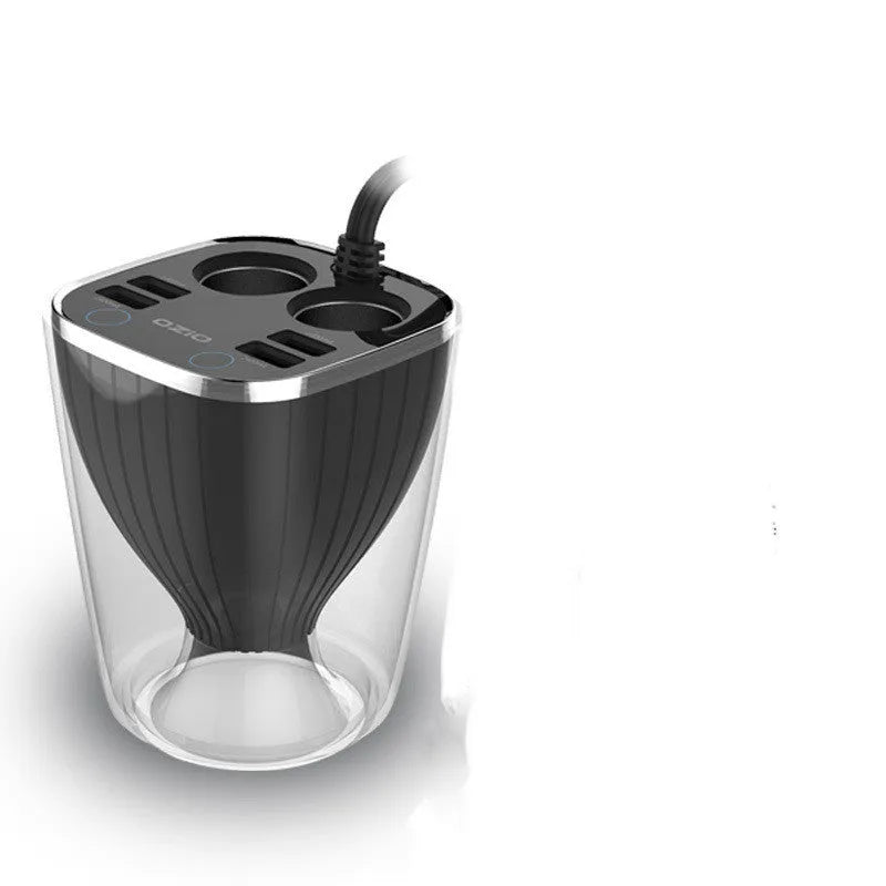 Black ABS mobile phone car charger with Bluetooth and USB port for cigarette lighter socket, 72x62x95mm