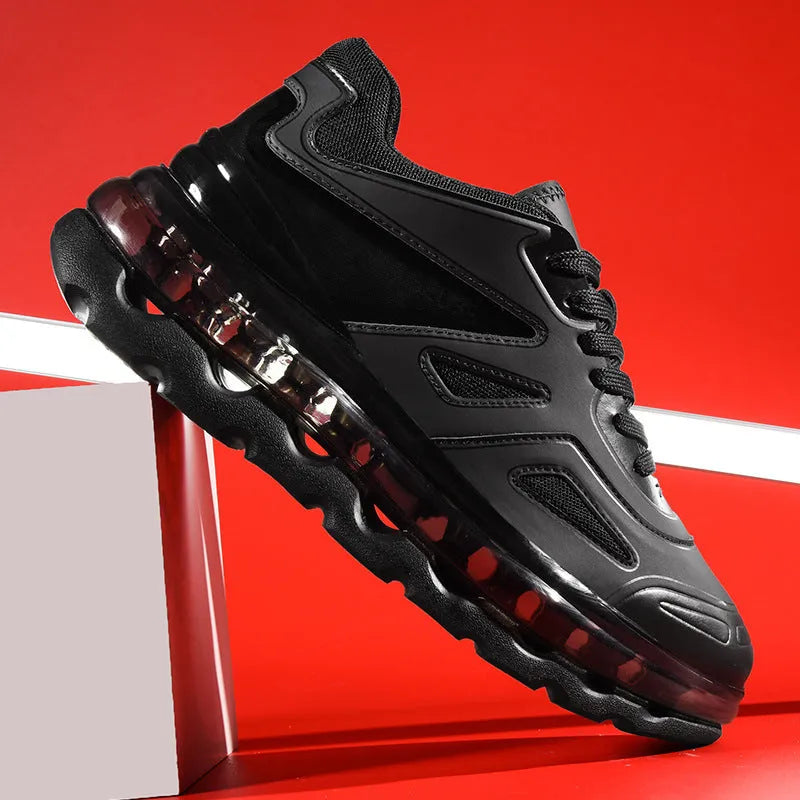 Men's full palm air cushion sports daddy shoes in white with PU upper and wear-resistant sole