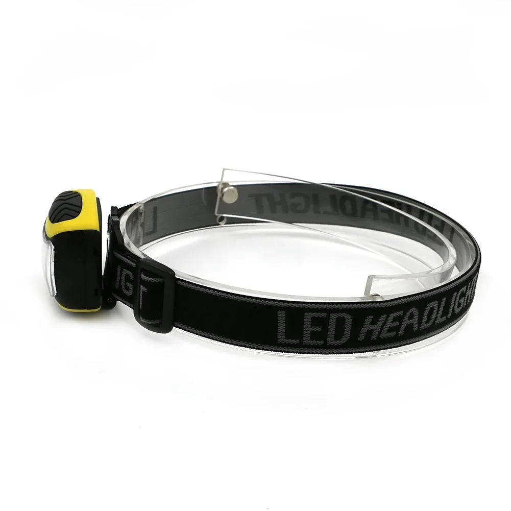 Yellow plastic COB LED headlamp with three-speed adjustment for outdoor use
