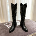 Chunky heel suede high-top riding boots for women – microfiber upper, block heel, round toe, available in cloth khaki