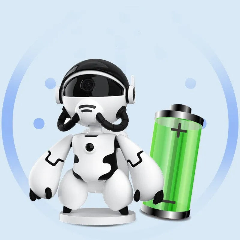 Space Robot security camera in white or black with detachable base for household monitoring