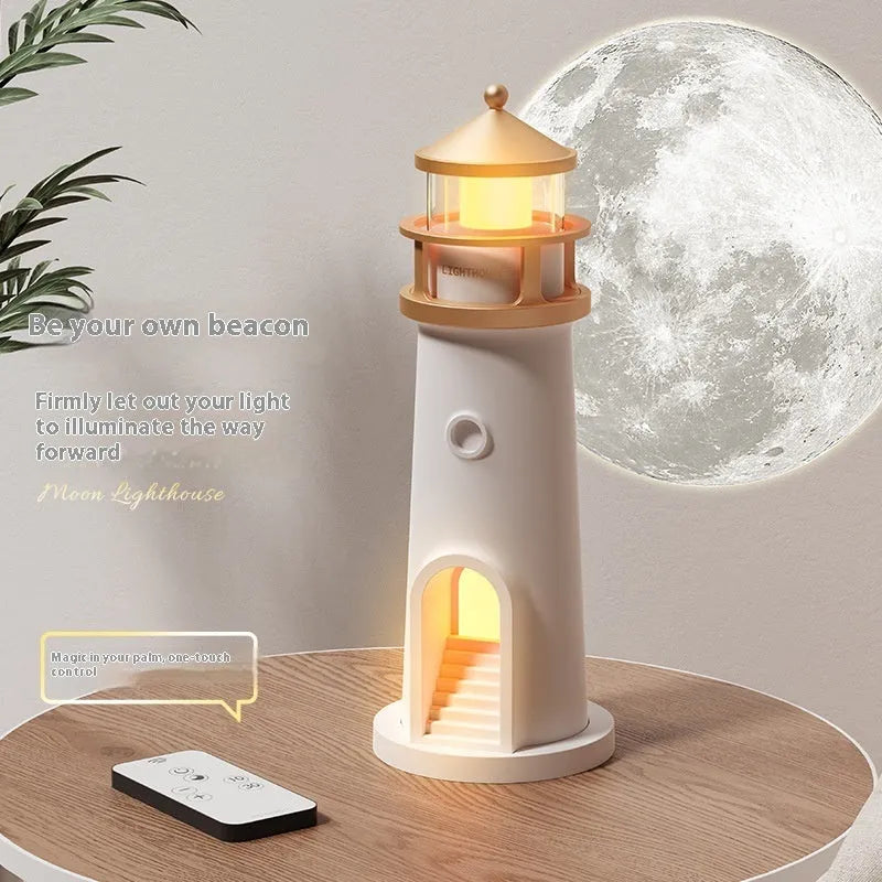 Human body induction atmosphere moonlight lighthouse table lamp in geometric modern style with remote control and Bluetooth