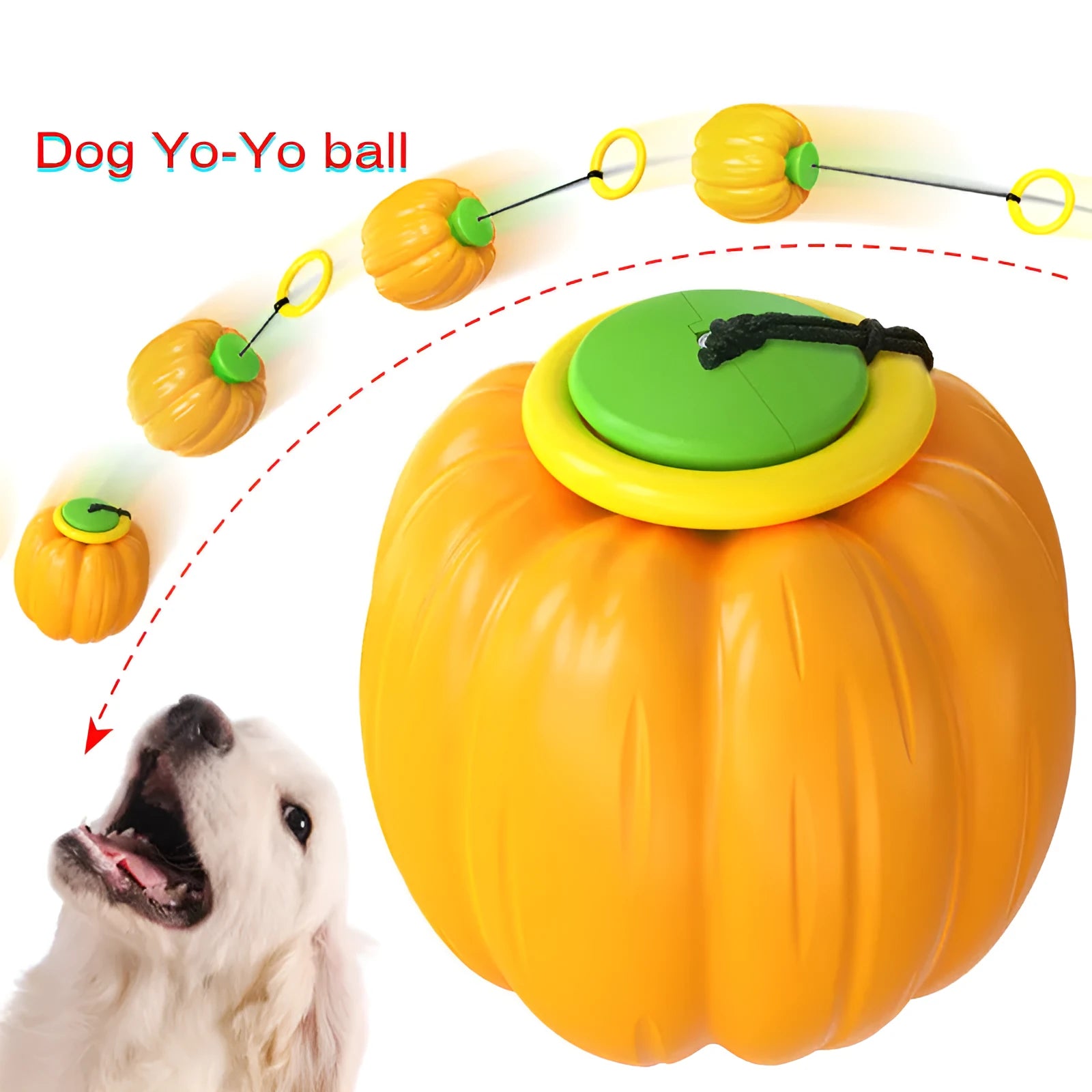 Green plastic pumpkin-shaped dog chew ball with squeaker for small dogs