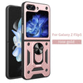 Shunjia sliding window mirror phone case for Samsung Z Flip and Z Fold, black colour, with bracket and mirror closed