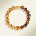 Natural citrine crystal string beads bracelet with 10mm yellow Asai tiger-eye and tower crystal beads for women