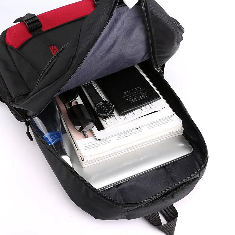High school nylon backpack with airpillow straps in urban simplicity design, available in four colours