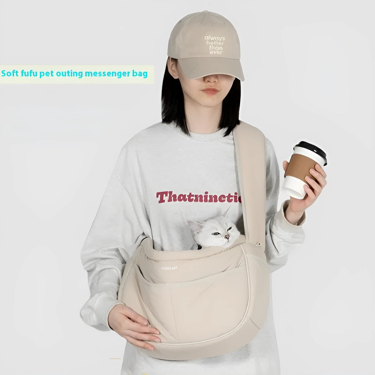 Nylon pet messenger bag in Almond Custard or Butter Pudding for pets within 6kg