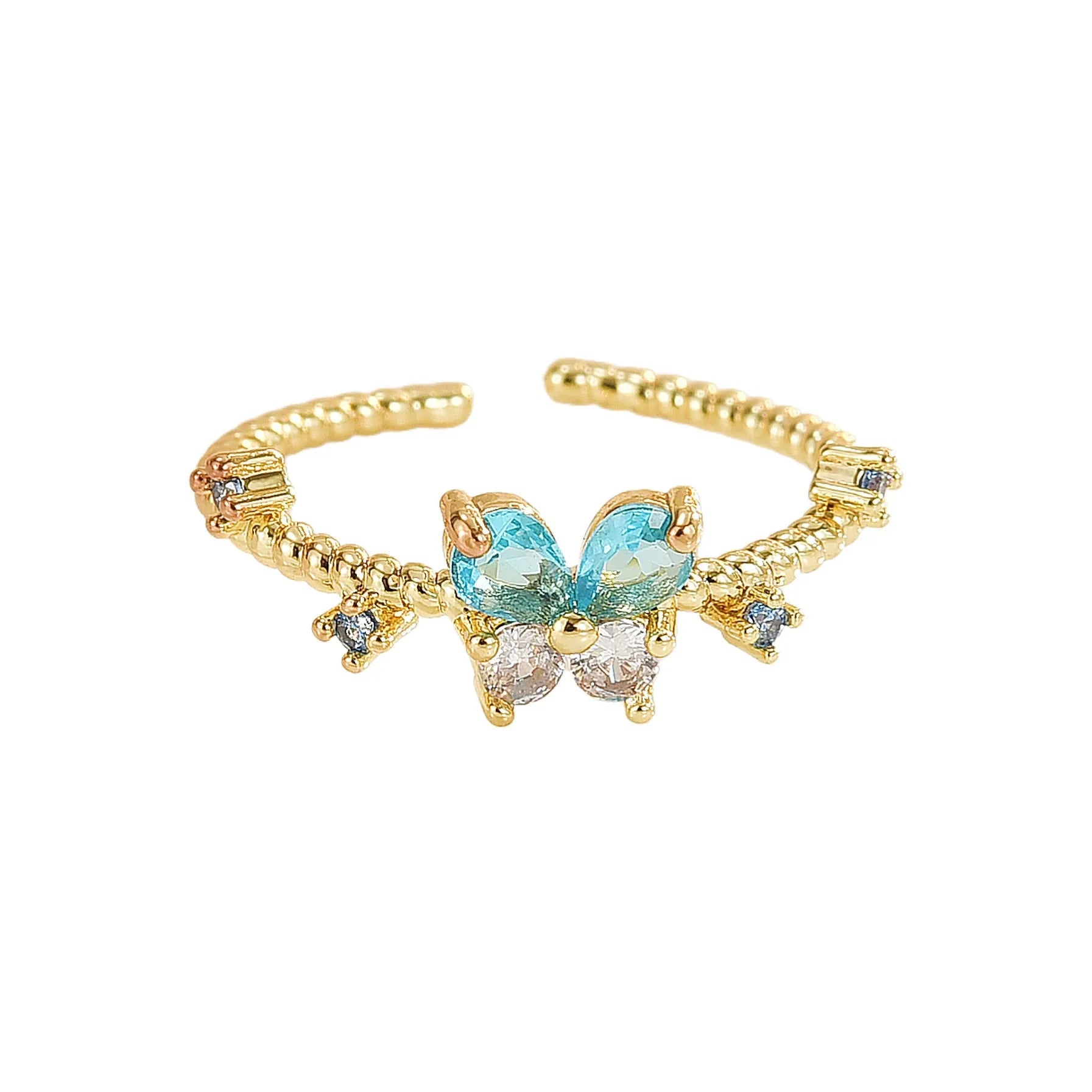 Butterfly Adjustable Ring for Women Copper Electroplated Gold Silver French Simplicity Fashionable All-match Luxury Everyday Wear Stackable Ring