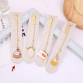 Jane Key Foodie Cute Cat metal bookmark with cartoon pendant in choice of four colour styles.