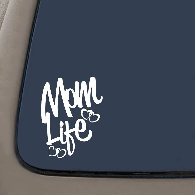 Mom Life hollow carved PVC car decal 17cm side, white sticker on car window
