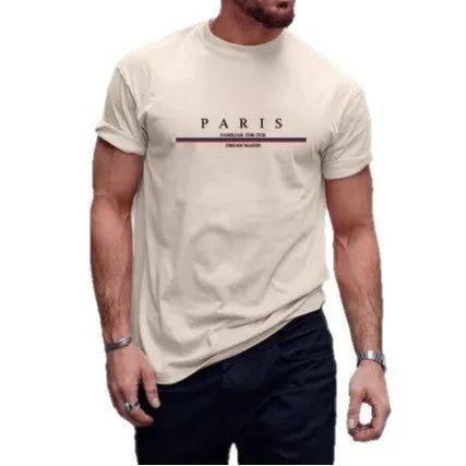 Men's loose fit short-sleeved t-shirt with a printed design on pure cotton fabric.
