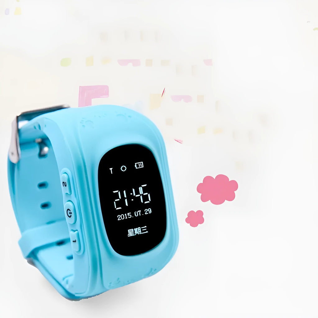 Children's smart watch with GPS positioning, 0.96 inch LCD screen, black colour option, wrist strap style