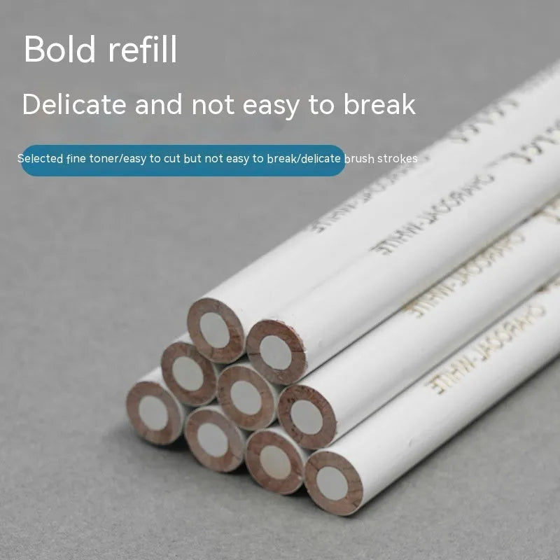 Three white charcoal drawing pencils for sketching and highlighting artwork.