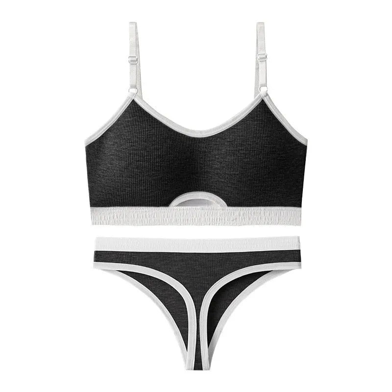 Seamless contrast back sports bra top set with moulded cup in black, grey, khaki, green, or white.