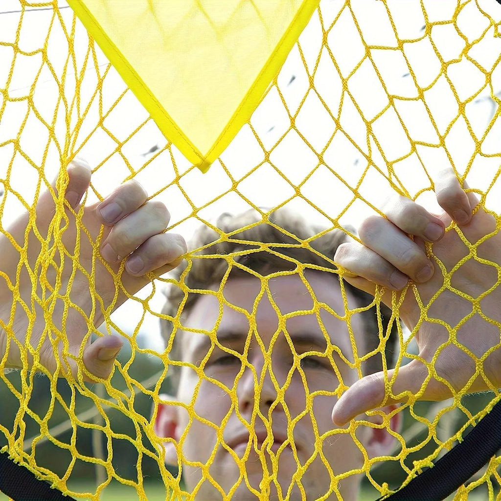 Portable 4-foot wide soccer training goal net in yellow colour for practice sessions