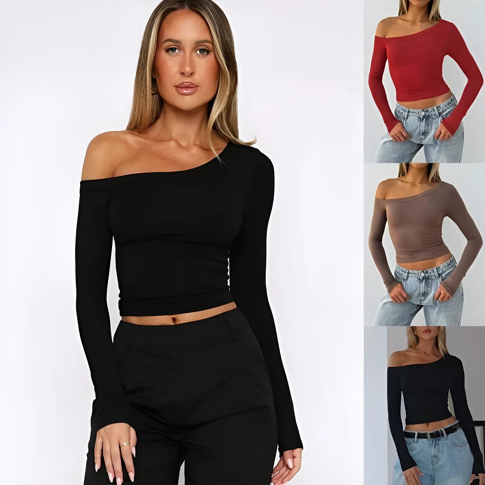 Women's slim fit pure colour knitted cardigan with long sleeves and cross shoulder strap detail