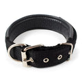 Nylon dog collar for small and medium dogs, adjustable S to XXL, in blue colour with metal buckle