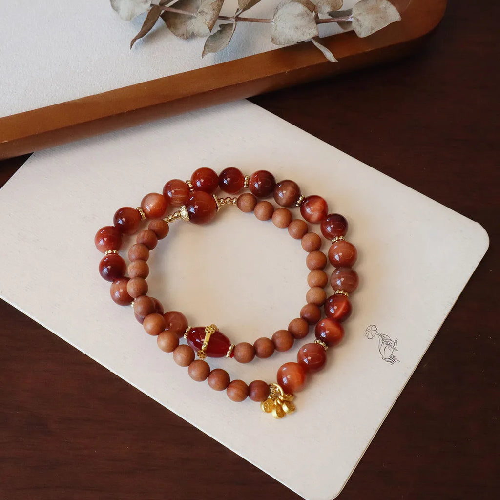 Natural Tigereye Ebony bracelet round beads single circle womens geometric Maillard style