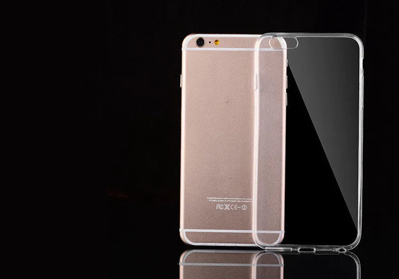 Transparent TPU mobile phone case showing iPhone compatibility from model 5 to 11 Pro Max