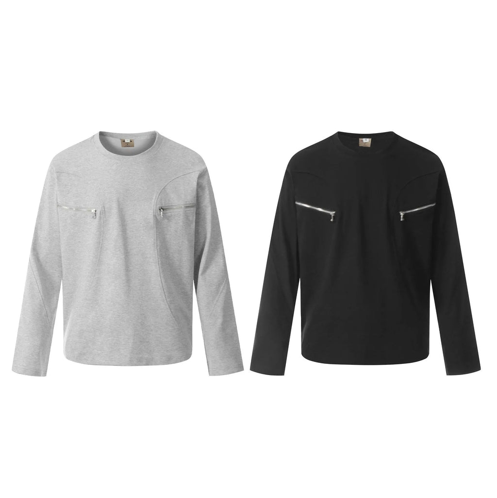 Men's retro style cotton pullover with long sleeves in loose fit design