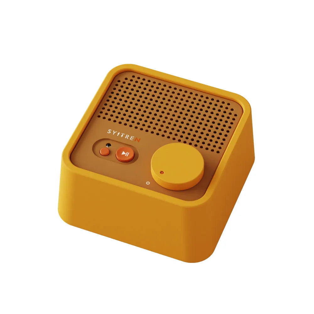 Mini retro Bluetooth speaker in Milk White with compact design, 105mm x 105mm x 50mm