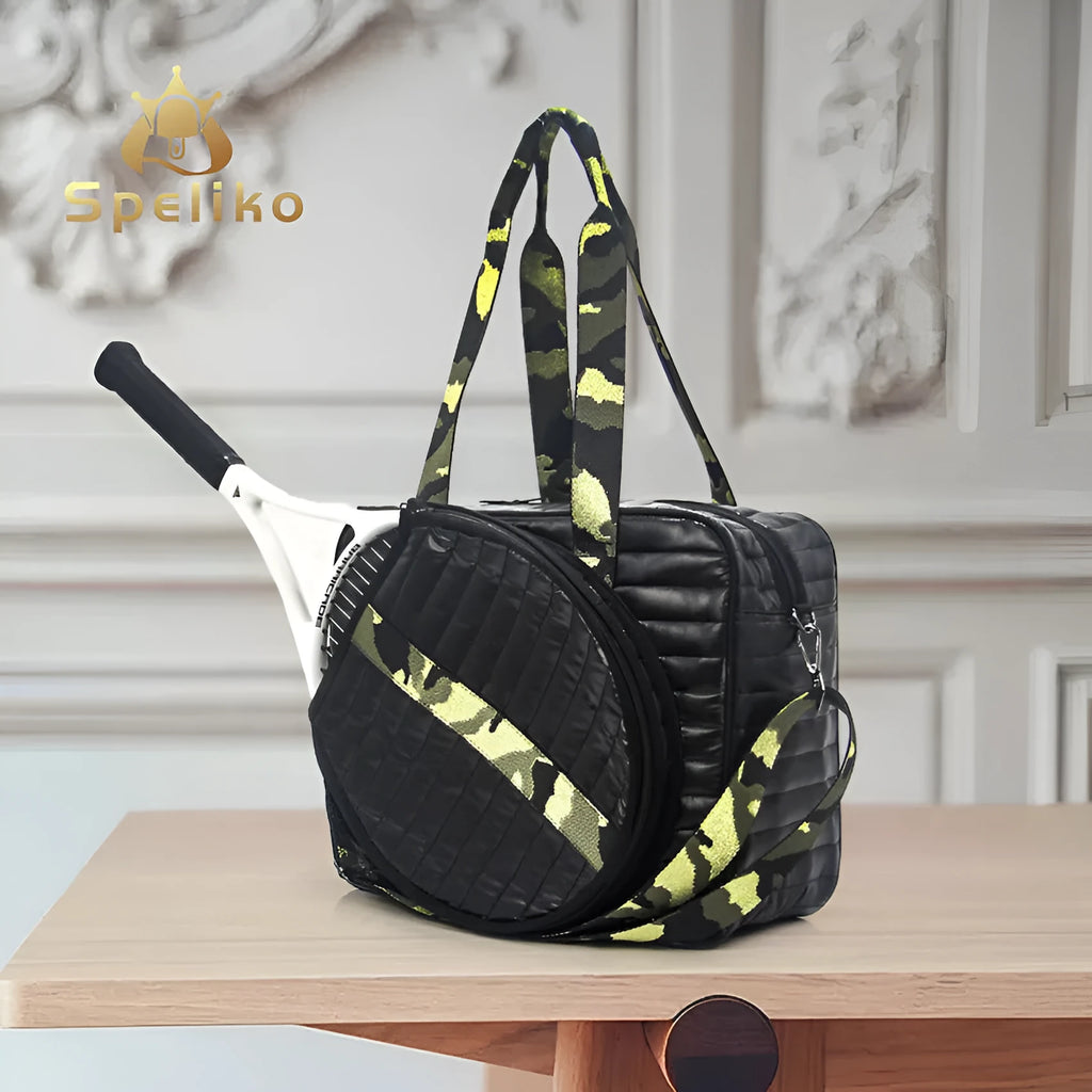 Fashion tennis racket bag in diving cloth, horizontal square shape, hand-carry crossbody shoulder pack, multiple colour options