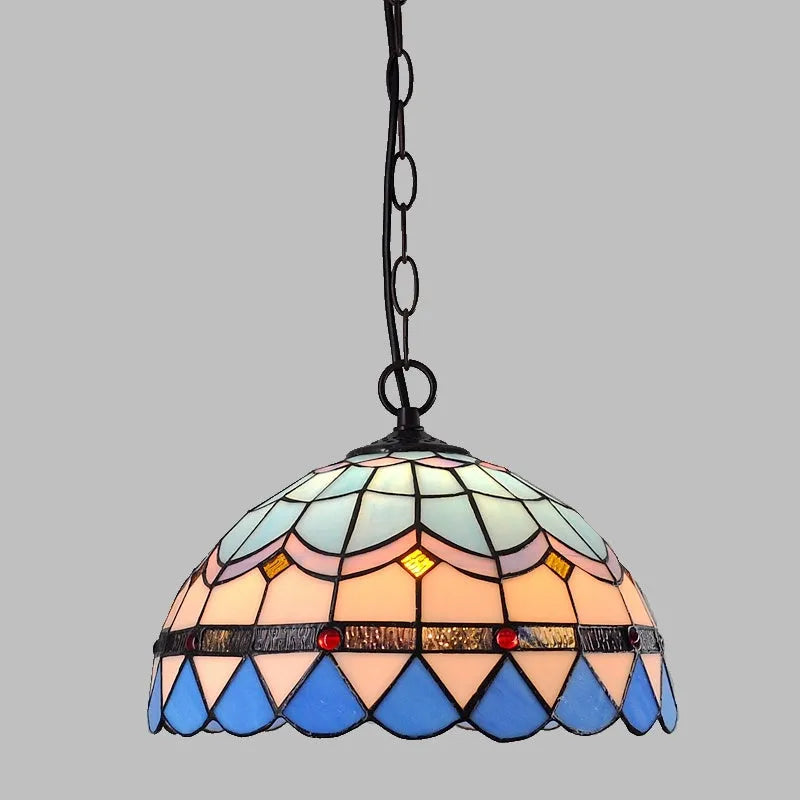 European baroque style chandelier with abstract shape and coloured glaze finish, shown as a hanging ornament.