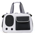 Canvas pet shoulder bag folded showing black, green and yellow colour options