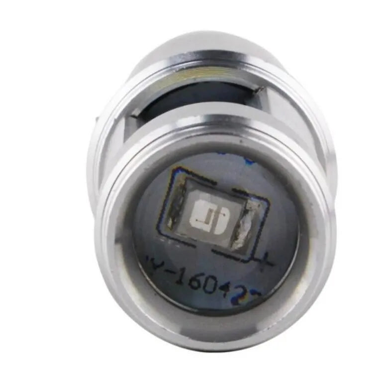 White aluminium alloy LED headlight with 18W 3000LM output for motorcycle direct replacement