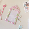 Cartoon strawberry and four-leaf clover design PVC card holders for 3-inch cards.