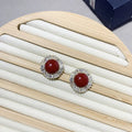 French retro pearl zircon earrings with gold-tone base, white imitation pearl and clear zircon, Style1 drop design.