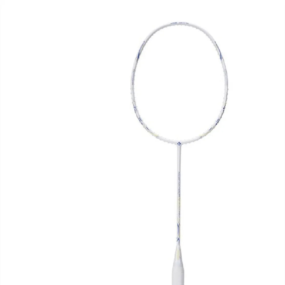 Ultra-light all-carbon fibre badminton racket with 675mm length, available in black, pink or white colour options