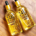 24K gold facial essence bottle with hyaluronic acid and ginseng for neutral and combination skin