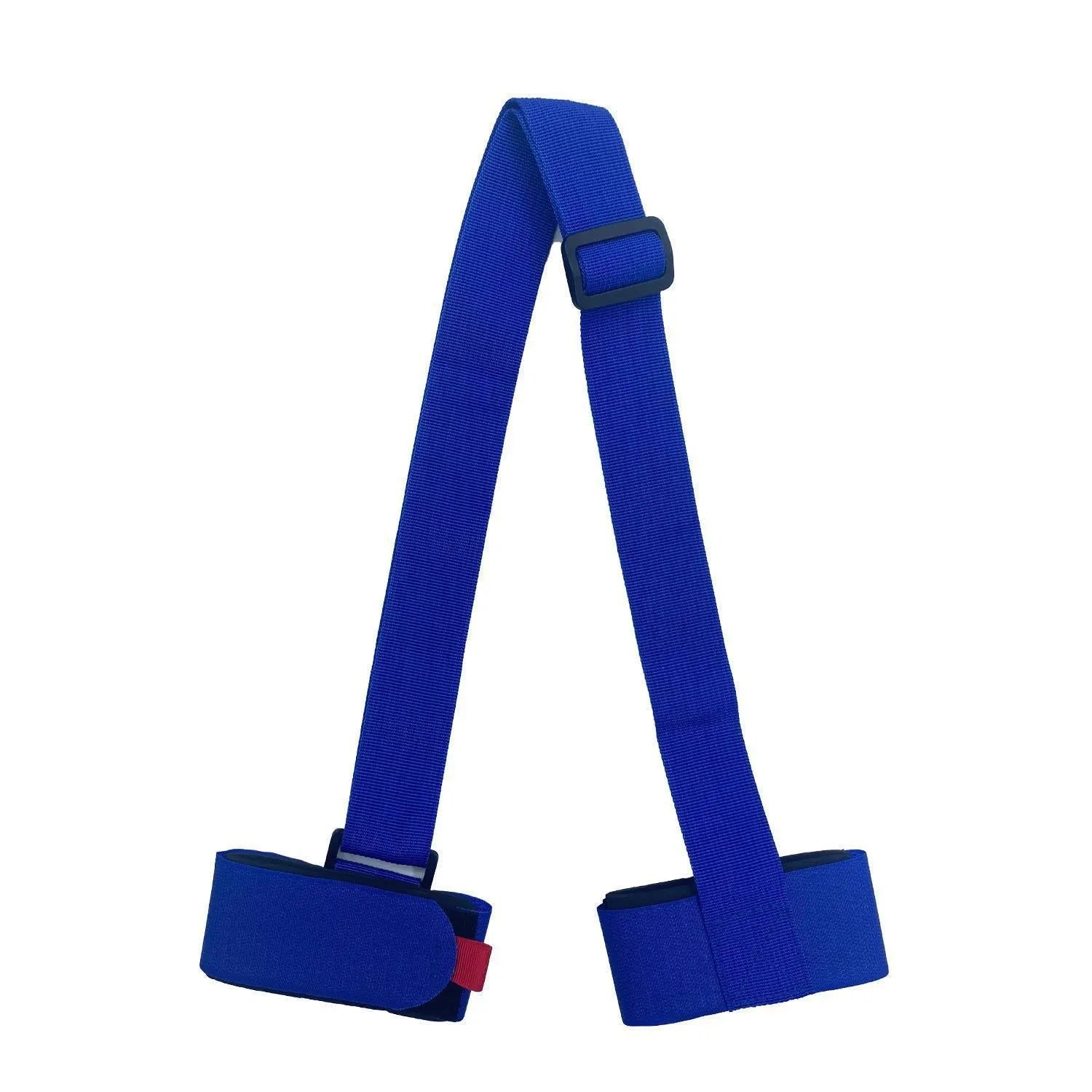 Adjustable hook and loop skiing bandage strap in black, blue, pink, or red colours.