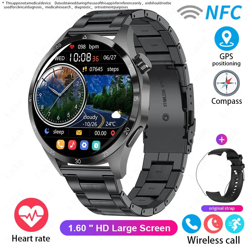 Sport smart watch with Bluetooth calling, waterproof design, TFT screen, 300mAh battery, and black or silver strap options