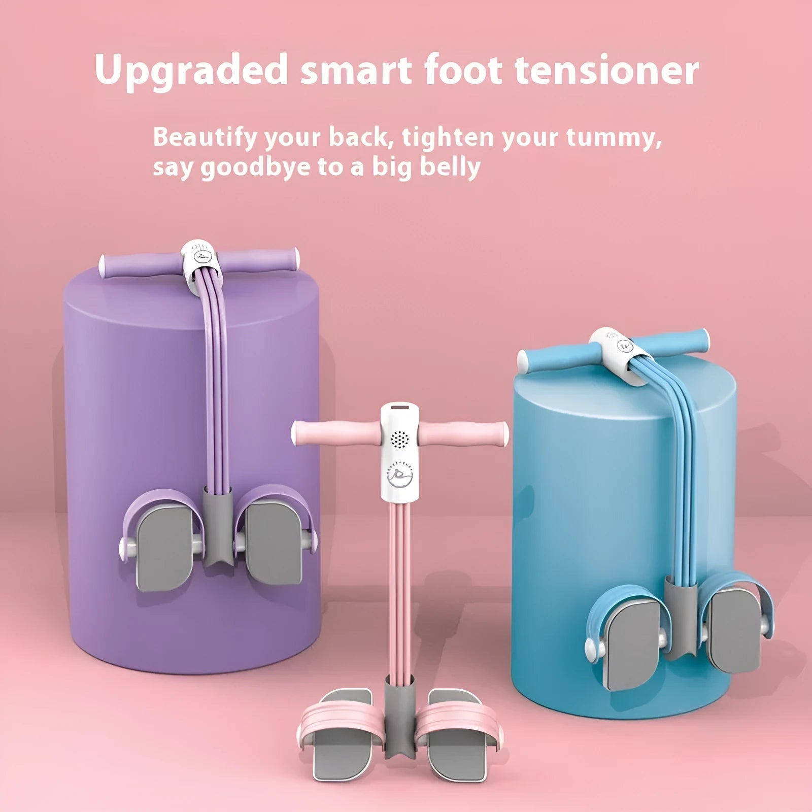 Portable intelligent foot pedal pull device in ABS plastic with adjustable tube resistance for home fitness