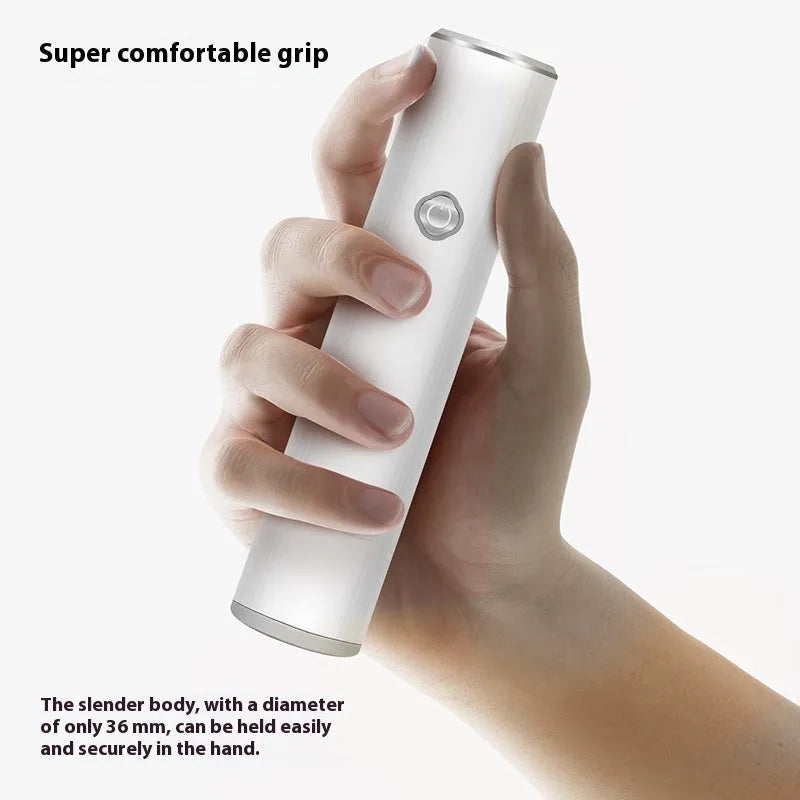 White smart rechargeable handheld vacuum food preservation machine with five vacuum bags on kitchen counter