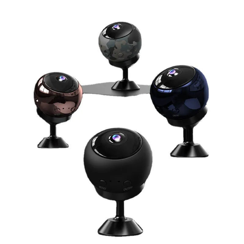 1080p wireless Wi‑Fi indoor surveillance camera with USB cable on a white background