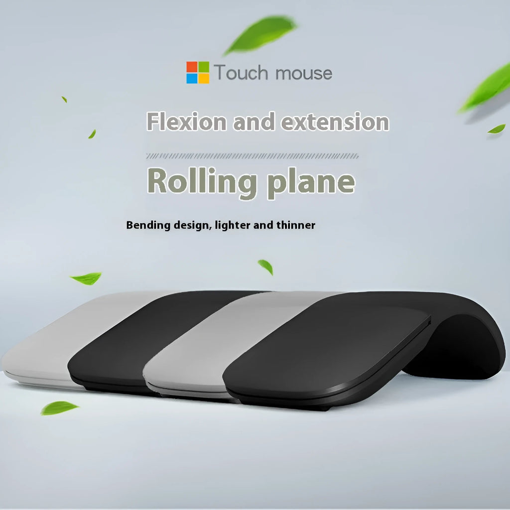 Folding Bluetooth 4.0 touch wireless mouse shown in unfolded position with dimensions 131.2 x 55 x 14.5 mm