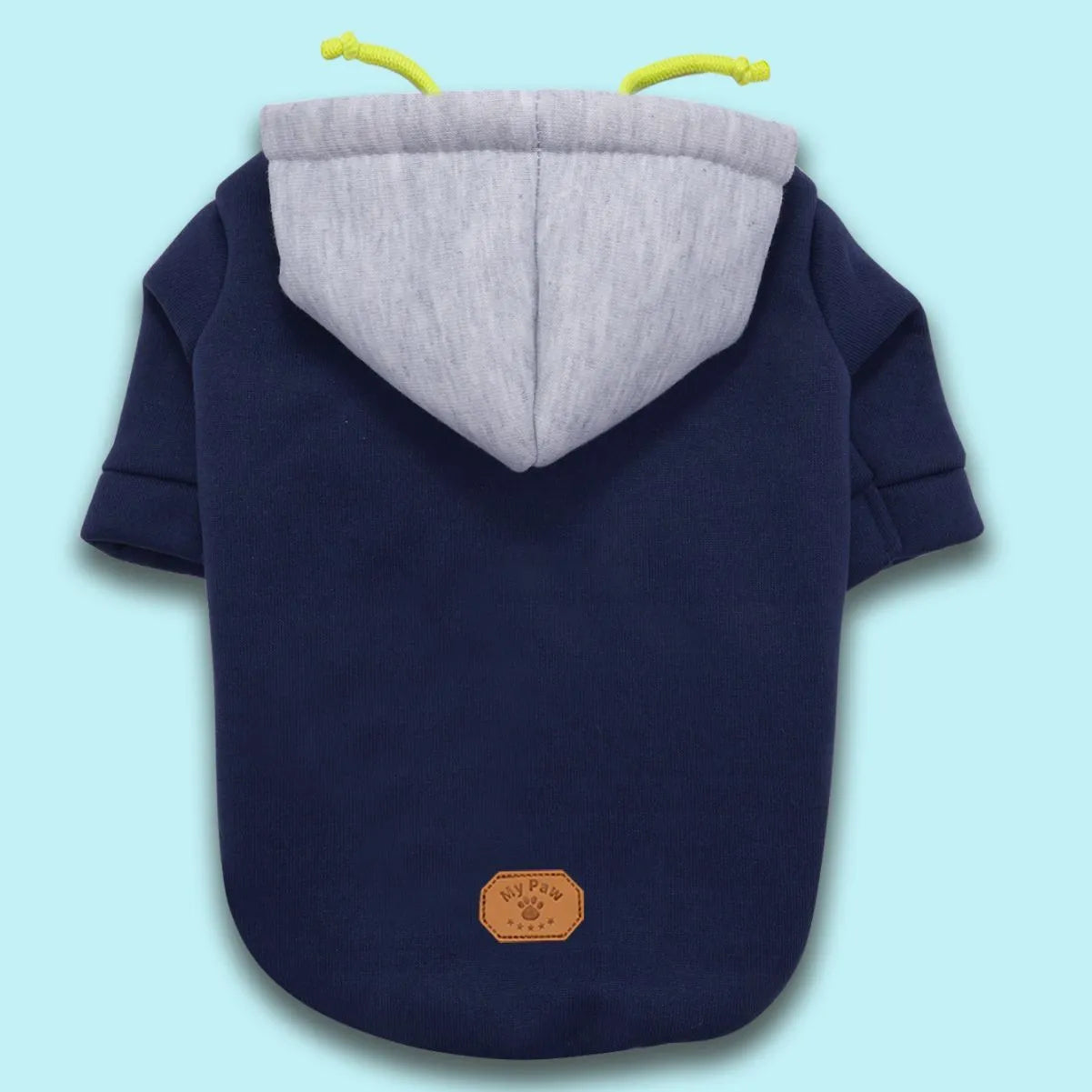 Dark red or navy blue polyester dog hoodie with contrast trim and simple pullover design