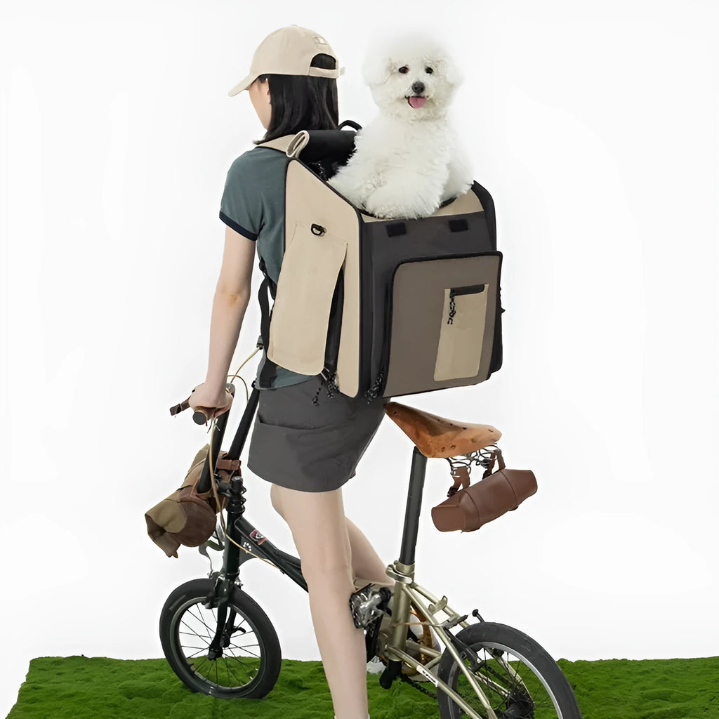 Maroon or chestnut brown nylon pet carrier backpack with breathable tent-style body for cats and small dogs up to 10kg