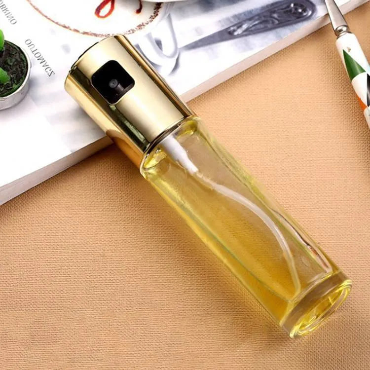 Gold ABS and glass oil vinegar spray bottle with pump for kitchen and BBQ cooking