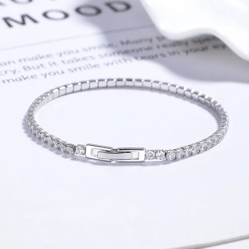 925 sterling silver full diamond pave bracelet for women electroplated white gold colour