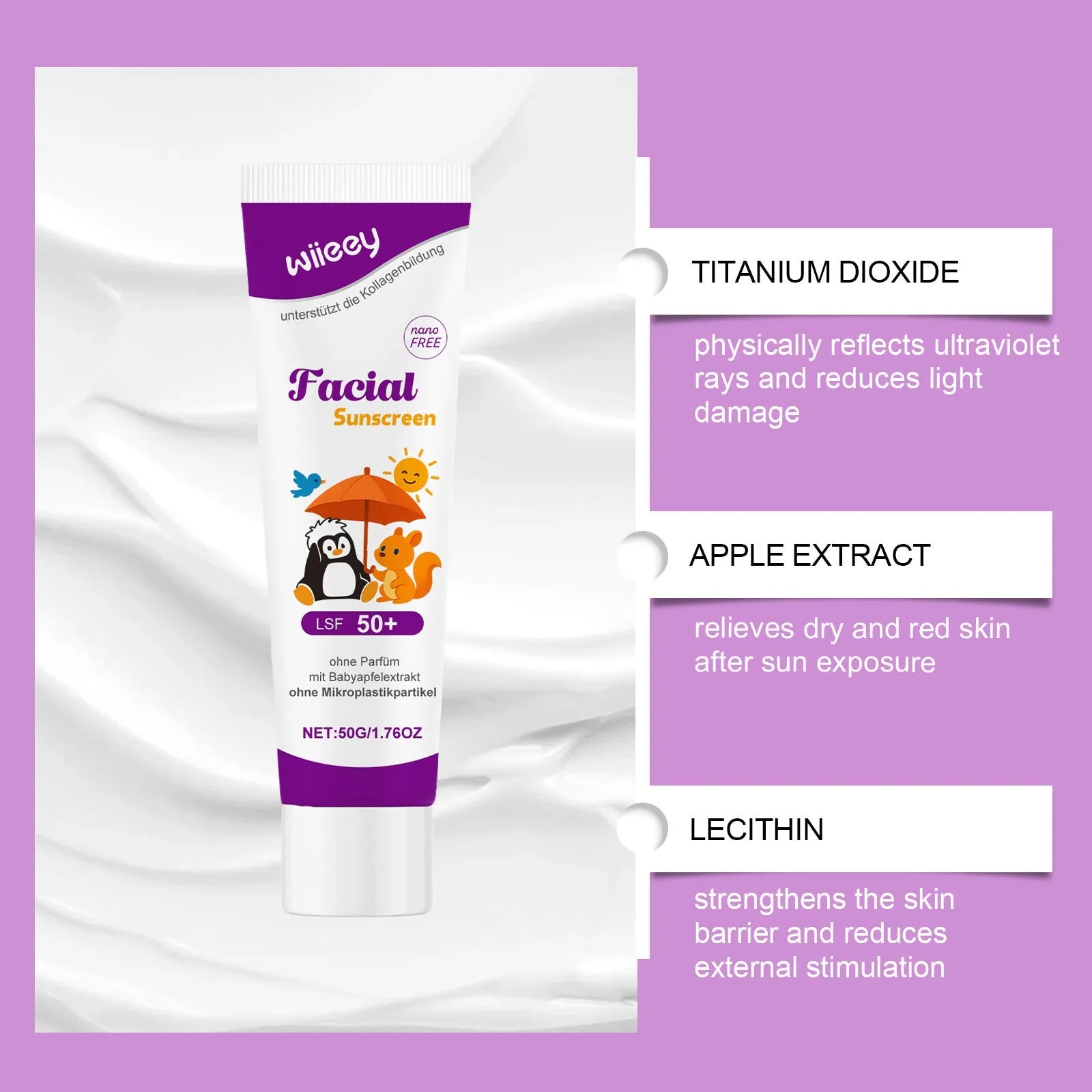 50g tube of summer daily sunscreen cream with titanium dioxide protection
