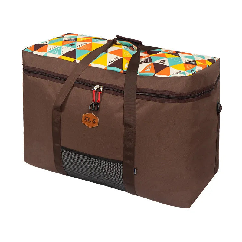 CLS Outdoor large capacity 100L camping storage bag in cube shape, expanded view, 600D Oxford cloth