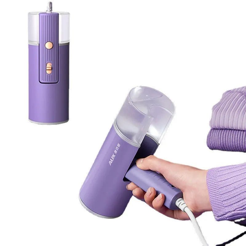 Foldable portable steam iron handheld garment steamer with 130ml water tank in purple or emerald colour