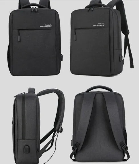 Waterproof rechargeable laptop backpack in various colours showing shoulder straps and Oxford cloth material
