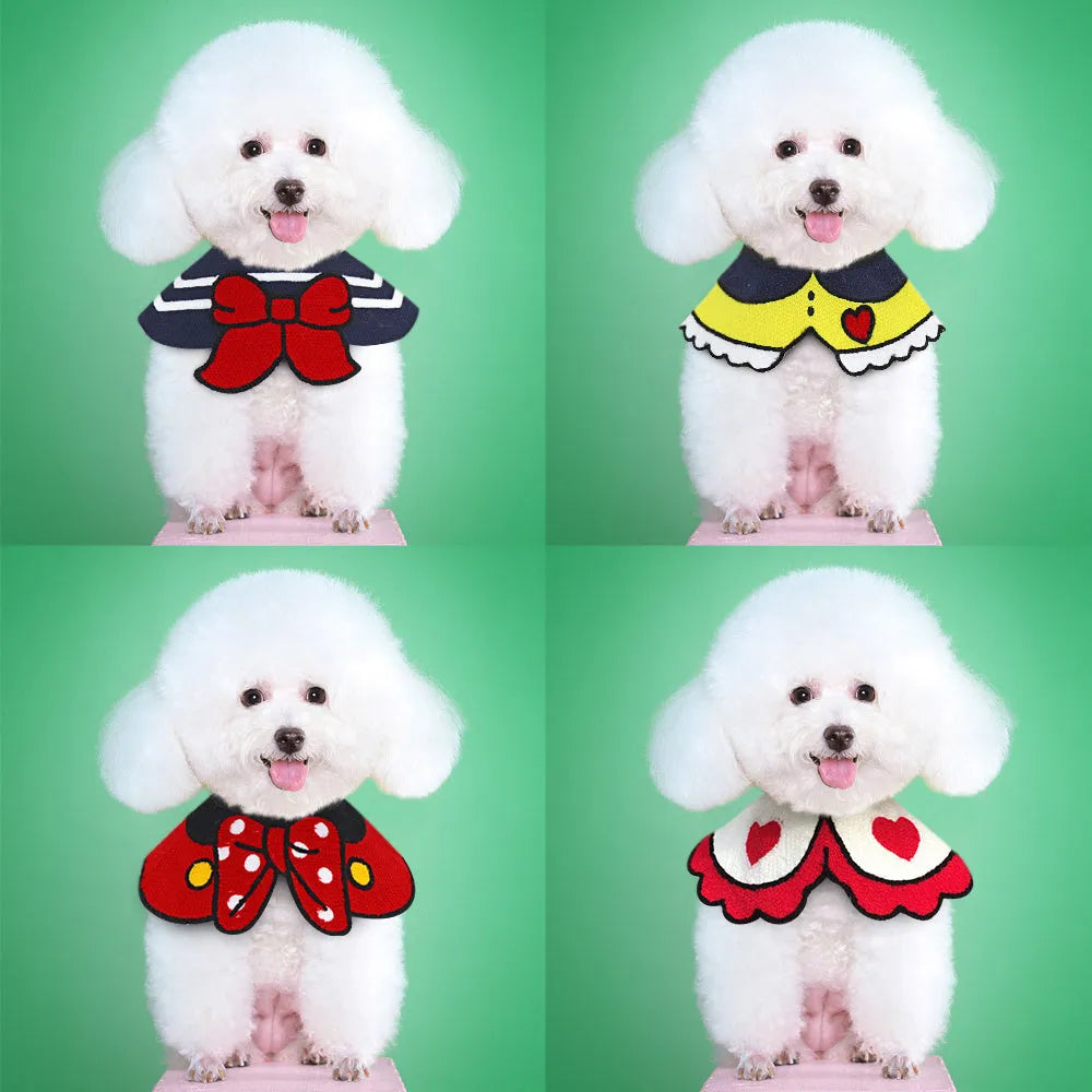 Pet scarf collar for small and medium dogs in Blue Red White Yellow sizes S L