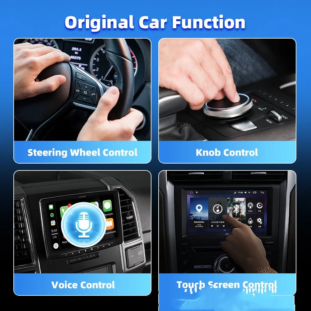 Black C6 wireless car adapter with Type-C USB interface for Android Auto and CarPlay