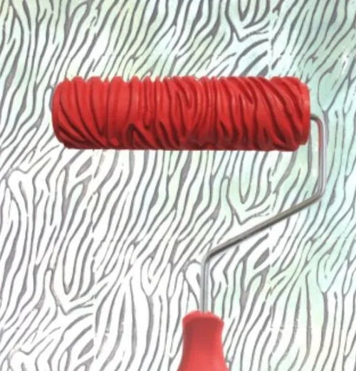 7 inch red texture paint embossing roller for creating relief patterns on walls
